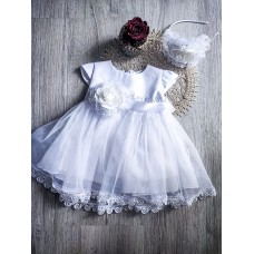 Krikštynų suknelė su lankeliu "Rožytė"